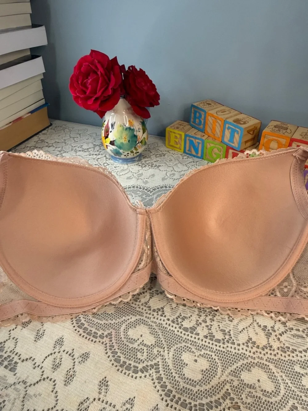 Rene Rofe Blush Lace Soft-Cup Bra with Bow Accent - Picture 7 of 7